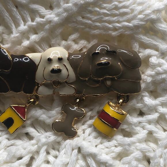 Vintage Puppy Dog Pals Dangly Charms Brooch Pin Labradors? - Picture 7 of 7